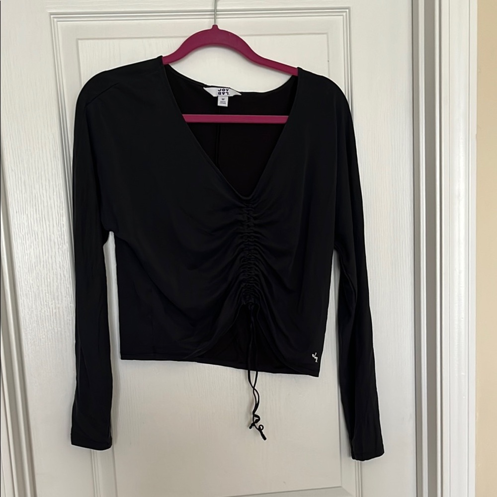 Joylab Black Ruched Long Sleeve Active  Top